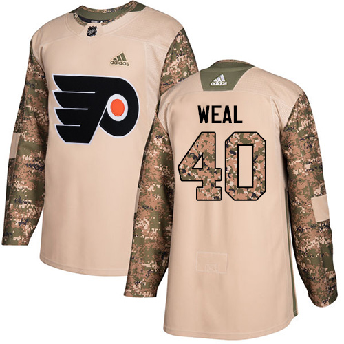 Adidas Philadelphia Flyers #40 Jordan Weal Camo Authentic 2017 Veterans Day Stitched Jersey Men's