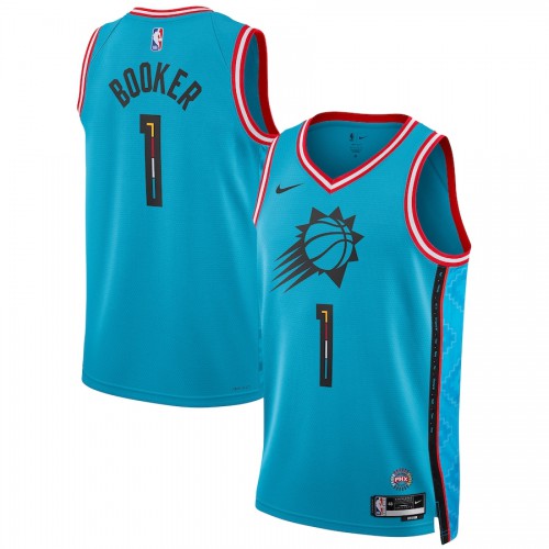 Phoenix Phoenix Suns #1 Devin Booker Unisex Turquoise 2022-23 Swingman Jersey - City Edition Mens