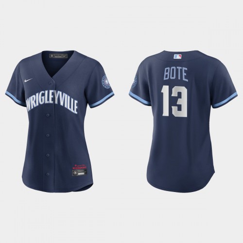 Chicago Chicago Cubs #13 David Bote Women's 2021 City Connect Navy Jersey Womens