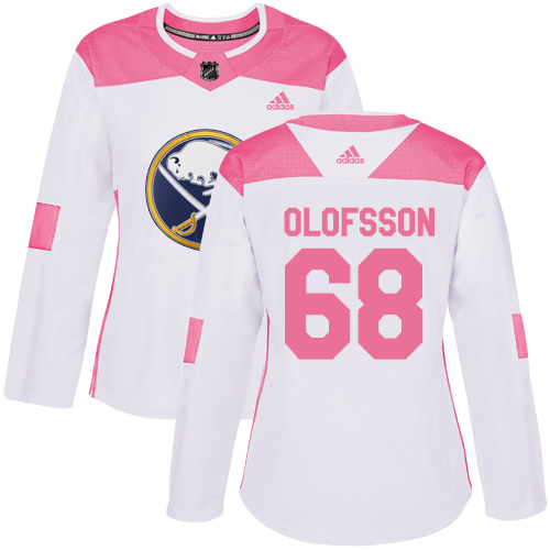 Adidas Buffalo Sabres #68 Victor Olofsson White/Pink Authentic Fashion Women's Stitched Jersey Womens