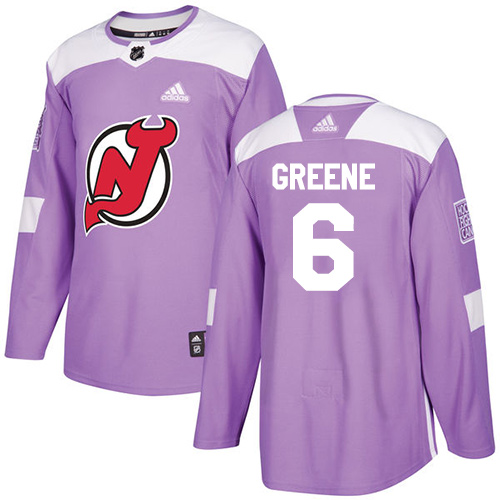 Adidas New Jersey Devils #6 Andy Greene Purple Authentic Fights Cancer Stitched Jersey Men's