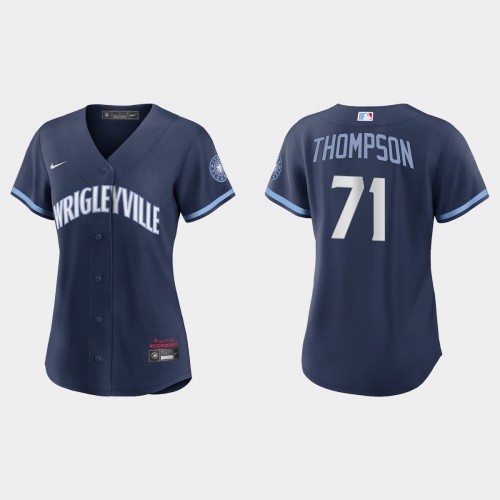 Chicago Chicago Cubs #71 Keegan Thompson Women's 2021 City Connect Navy Jersey Womens