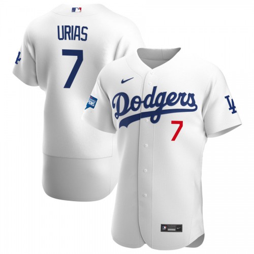 Los Angeles Los Angeles Dodgers #7 Julio Urias Men's White Home 2020 World Series Champions Authentic Player Jersey Men's