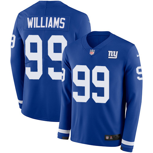 New York Giants #99 Leonard Williams Royal Blue Team Color Men's Stitched Limited Therma Long Sleeve Jersey Men's