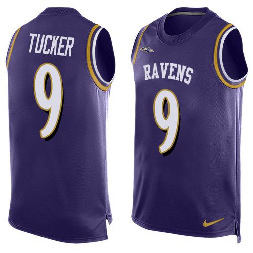 Ravens #9 Justin Tucker Purple Team Color Men's Stitched Limited Tank Top Jersey