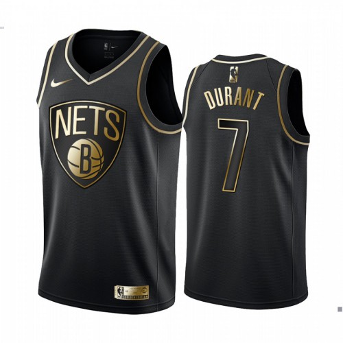 Brooklyn Nets #7 Kevin Durant Mens Black Golden Edition Swingman Jersey Mens