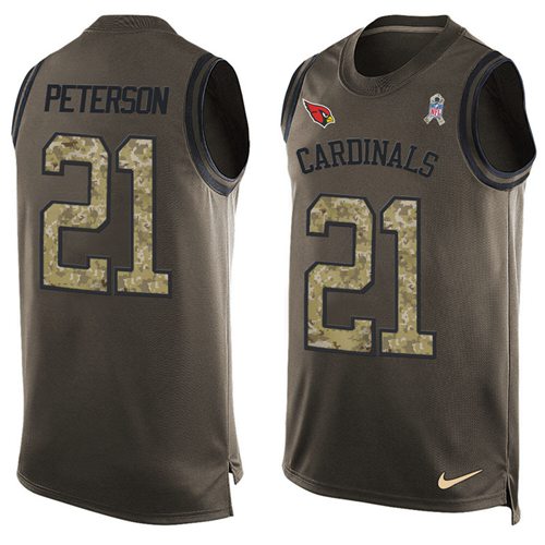 Cardinals #21 Patrick Peterson Green Men's Stitched Limited Salute To Service Tank Top Jersey
