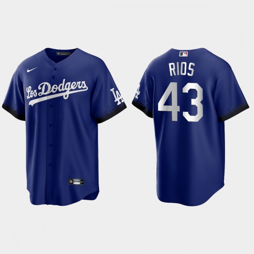 Los Angeles Los Angeles Dodgers #43 Edwin Rios Men's 2021 City Connect Game Jersey Royal Men's