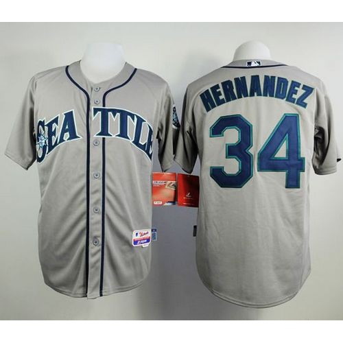 Seattle Mariners #34 Felix Hernandez Grey Cool Base Stitched Jersey Men's