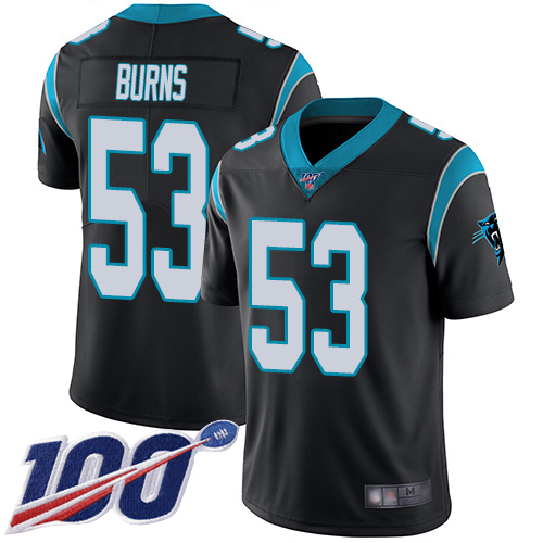 Panthers #53 Brian Burns Black Team Color Men's Stitched 100th Season Vapor Limited Jersey