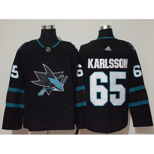Adidas San Jose Sharks #65 Erik Karlsson Black Alternate Authentic Stitched Jersey Men's