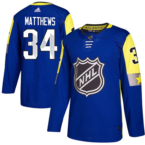 Adidas Maple Toronto Maple Leafs #34 Auston Matthews Royal 2018 All-Star Atlantic Division Authentic Stitched Jersey Men's