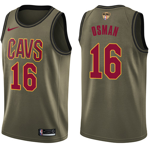 Cleveland Cavaliers #16 Cedi Osman Green Salute to Service The Finals Patch Swingman Jersey Mens