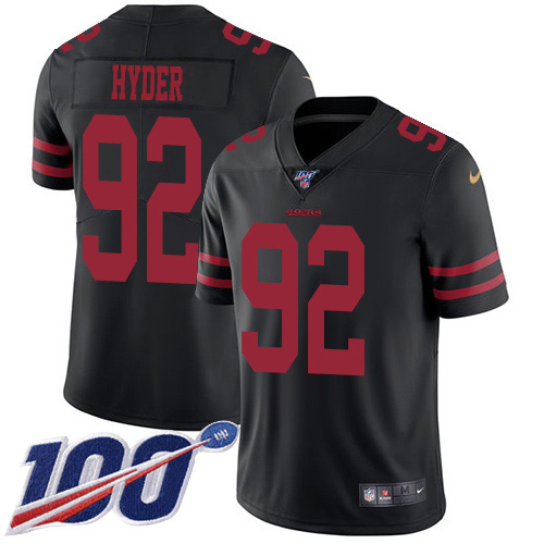San Francisco 49ers #92 Kerry Hyder Black Alternate Men's Stitched 100th Season Vapor Untouchable Limited Jersey Men's