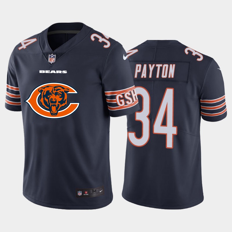 Chicago Bears #34 Walter Payton Navy Blue Men's Big Team Logo Vapor Limited Jersey