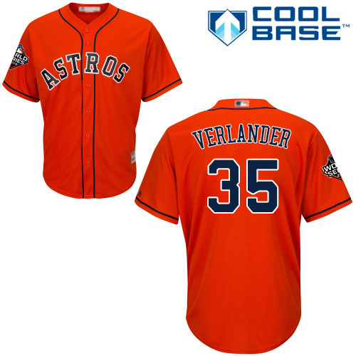 Houston Astros #35 Justin Verlander Orange New Cool Base 2019 World Series Bound Stitched Jersey Men's