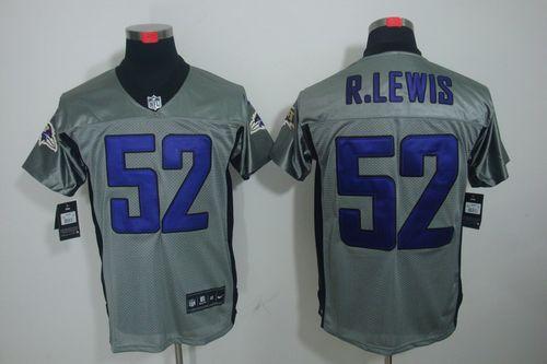 Ravens #52 Ray Lewis Grey Shadow Men's Stitched Elite Jersey