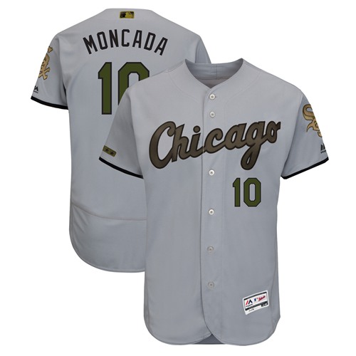 Chicago White Sox #10 Yoan Moncada Grey Flexbase Authentic Collection 2018 Memorial Day Stitched Jersey Men's