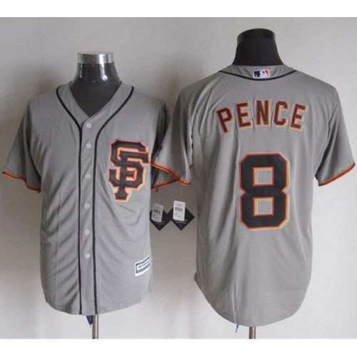San Francisco Giants #8 Hunter Pence Grey Road 2 New Cool Base Stitched Jersey Men's