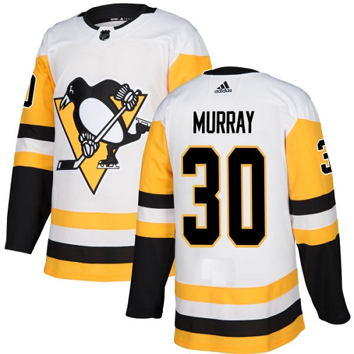 Adidas Pittsburgh Penguins #30 Matt Murray White Road Authentic Stitched Jersey Men's