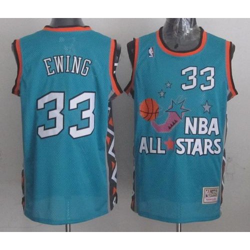 Mitchell And Ness New York Knicks #33 Patrick Ewing Light Blue 1996 All-Star Stitched Jersey Mens