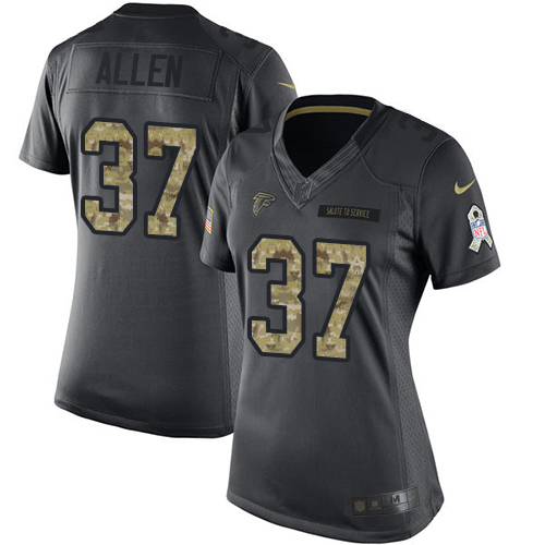Atlanta Falcons #37 Ricardo Allen Black Women's Stitched Limited 2016 Salute to Service Jersey Womens