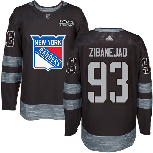 Adidas New York Rangers #93 Mika Zibanejad Black 1917-2017 100th Anniversary Stitched Jersey Men's