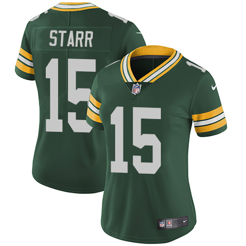 Packers #15 Bart Starr Green Team Color Women's Stitched Vapor Untouchable Limited Jersey