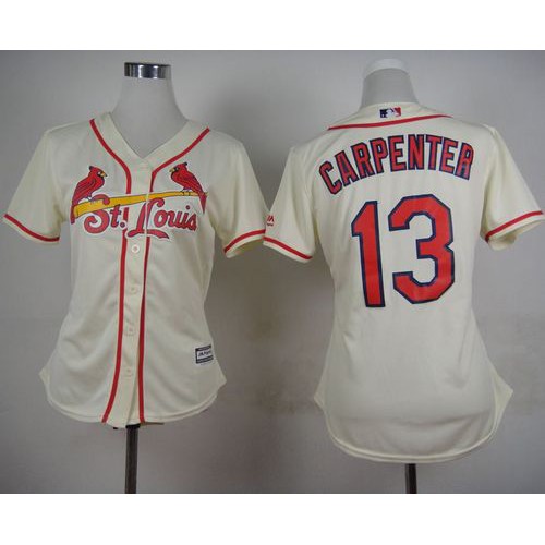 St.Louis Cardinals #13 Matt Carpenter Cream Alternate Women's Stitched Jersey Womens