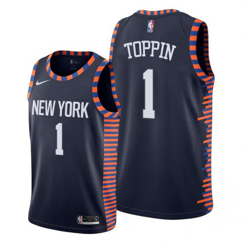 New York Knicks #1 Obi Toppin Navy Youth Swingman City Edition 2018/19 Jersey Youth