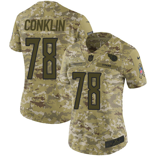 Tennessee Titans #78 Jack Conklin Camo Women's Stitched Limited 2018 Salute to Service Jersey Womens