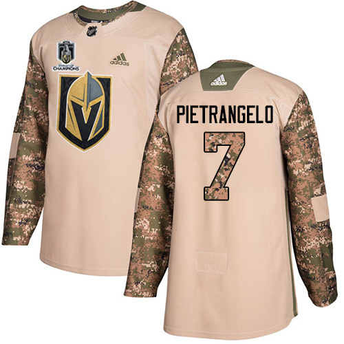 Adidas Golden Knights #7 Alex Pietrangelo Camo Authentic 2023 Stanley Cup Champions Veterans Day Stitched Jersey