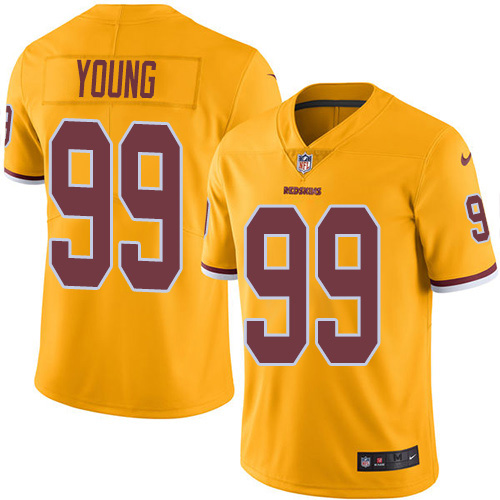 Commanders #99 Chase Young Gold Men's Stitched Limited Rush Jersey