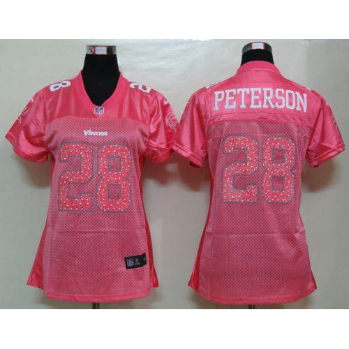 Minnesota Vikings #28 Adrian Peterson Pink Sweetheart Women's Game Jersey Womens