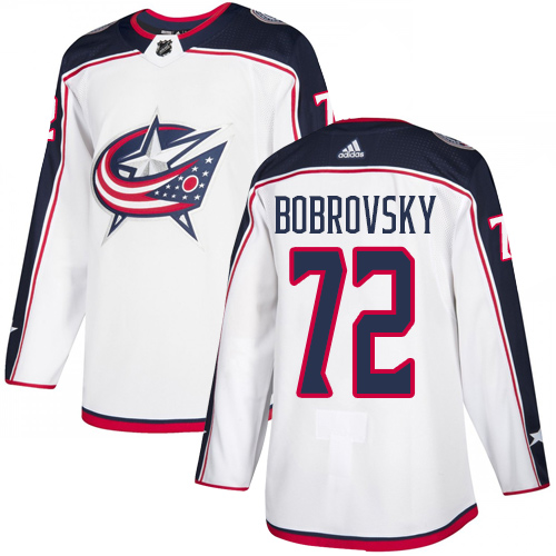 Adidas Columbus Blue Jackets #72 Sergei Bobrovsky White Road Authentic Stitched Jersey Men's