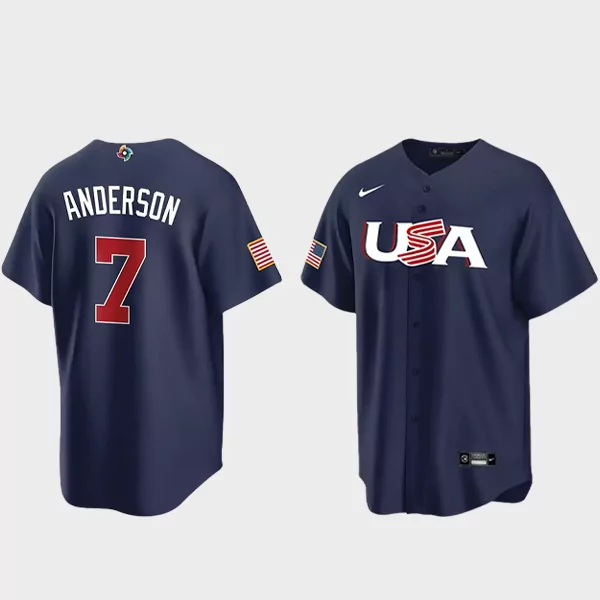 Tim Anderson 7 USA Baseball 2023 World Baseball Classic Jersey – Navy