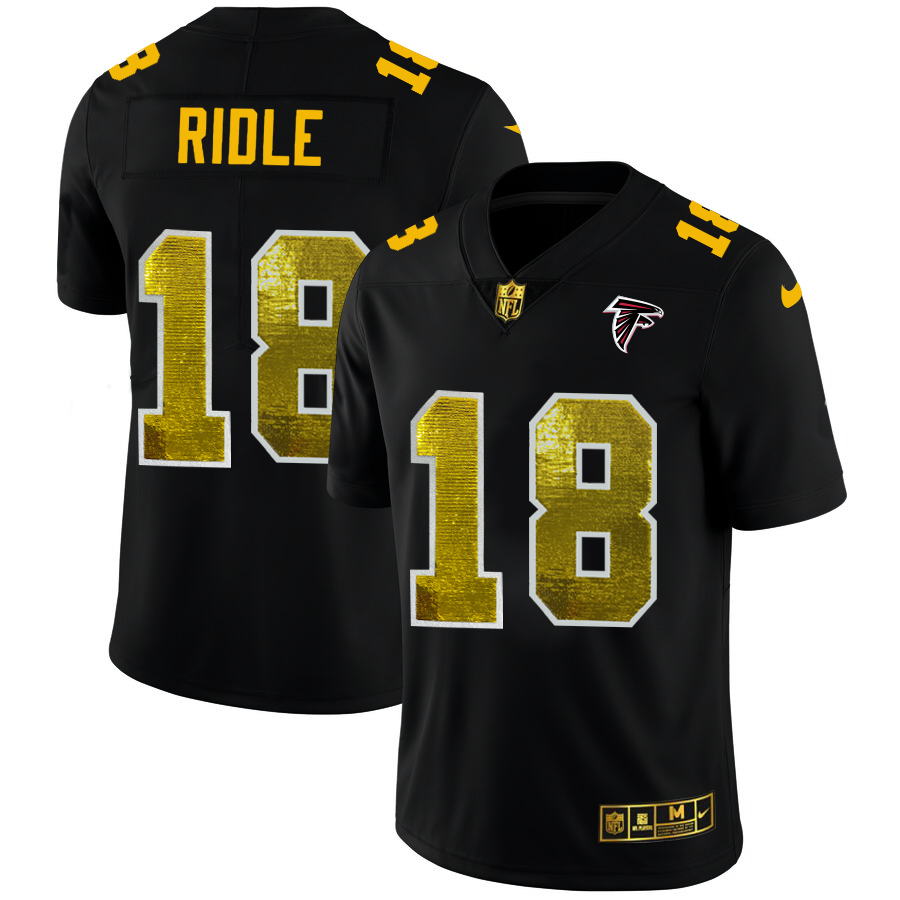 Atlanta Falcons #18 Calvin Ridley Men's Black Golden Sequin Vapor Limited Jersey