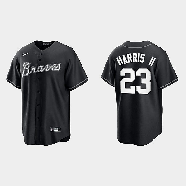 Men's Youth Women's Atlanta Braves #23 Michael Harris II Cool Base Official Jersey - Black White