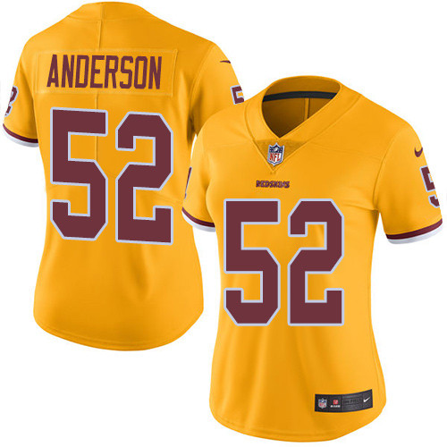 Washington Commanders #52 Ryan Anderson Gold Women's Stitched Limited Rush Jersey Womens