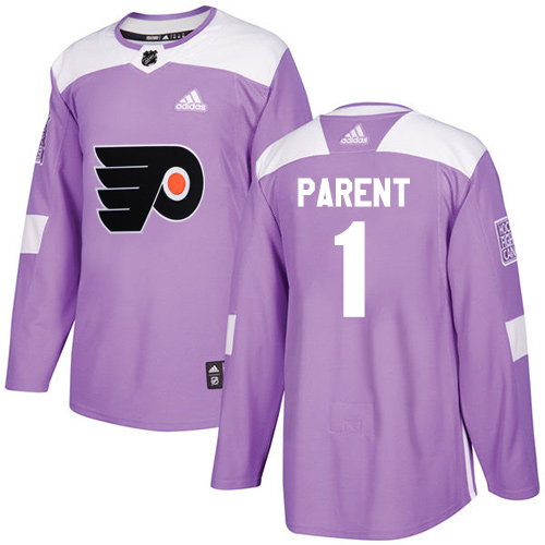 Adidas Philadelphia Flyers #1 Bernie Parent Purple Authentic Fights Cancer Stitched Jersey Men's