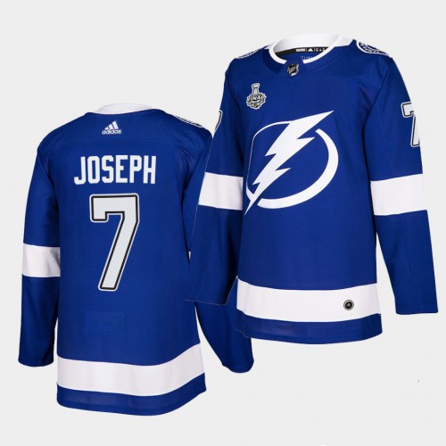 Adidas Tampa Bay Lightning #7 Mathieu Joseph Blue Home Authentic 2021 Stanley Cup Final Patch Jersey Youth