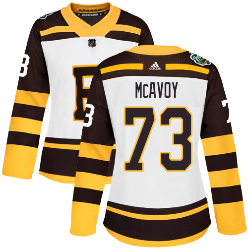 Adidas Boston Bruins #73 Charlie McAvoy White Authentic 2019 Winter Classic Women's Stitched Jersey Womens