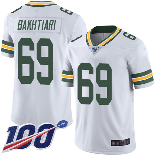 Green Bay Packers #69 David Bakhtiari White Men's Stitched 100th Season Vapor Limited Jersey Men's