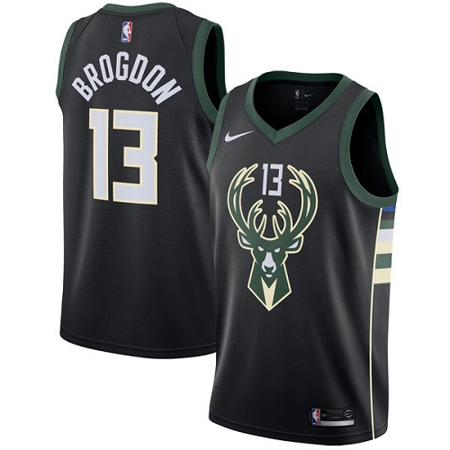 Milwaukee Bucks #13 Malcolm Brogdon Black Womens Swingman Statement Edition Jersey Womens