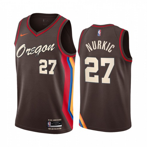 Portland Trail Blazers #27 Jusuf Nurkic Chocolate Youth Swingman 2020-21 City Edition Jersey Youth