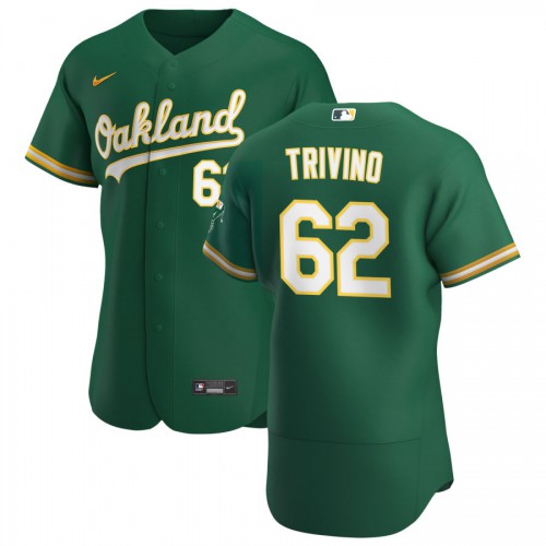 Oakland Oakland Athletics #62 Lou Trivino Men's Kelly Green Alternate 2020 Authentic Player Jersey Men's