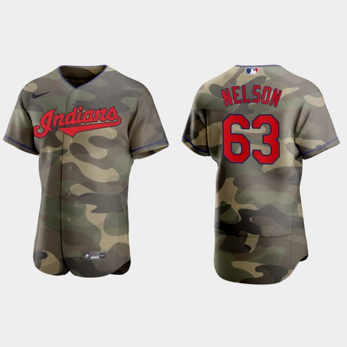 Cleveland Guardians #63 Kyle Nelson Men's 2021 Armed Forces Day Authentic Jersey -Camo Men's