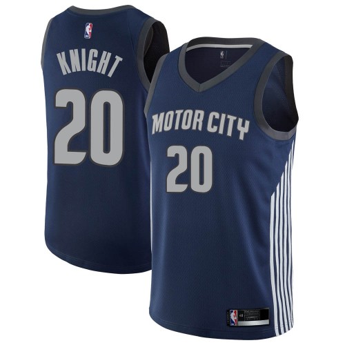 Detroit Pistons #20 Brandon Knight Navy Womens Swingman City Edition Jersey Womens