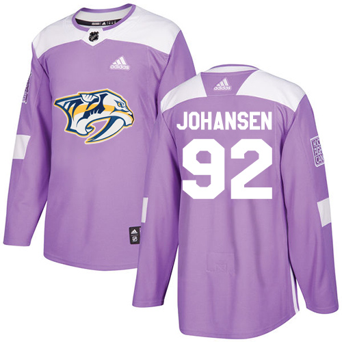 Adidas Nashville Predators #92 Ryan Johansen Purple Authentic Fights Cancer Stitched Jersey Men's