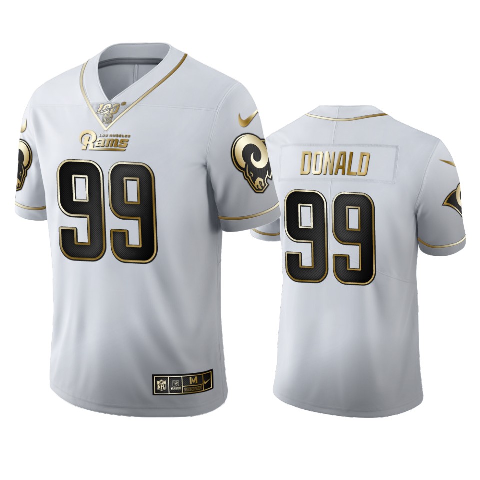 Los Angeles Rams #99 Aaron Donald Men's White Golden Edition Vapor Limited 100 Jersey